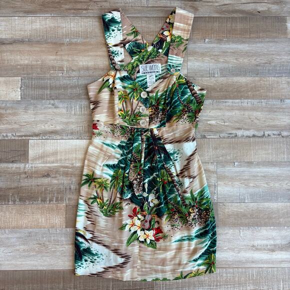 Sue Wong Vintage Hawaiian Print Dress Size S/P - Picture 1 of 3